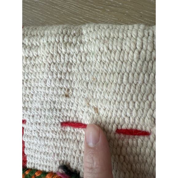 Vtg Wool Carpet Rug Tapestry Tassel Textile Salt Bag Wall Hanging Boho Fringe - Picture 6 of 9